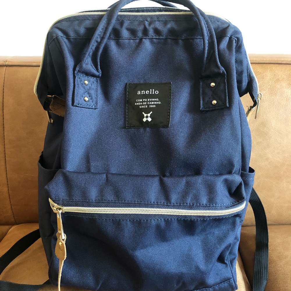 Anello Navy Canvas Mini Backpack Laptop Everyday Bag